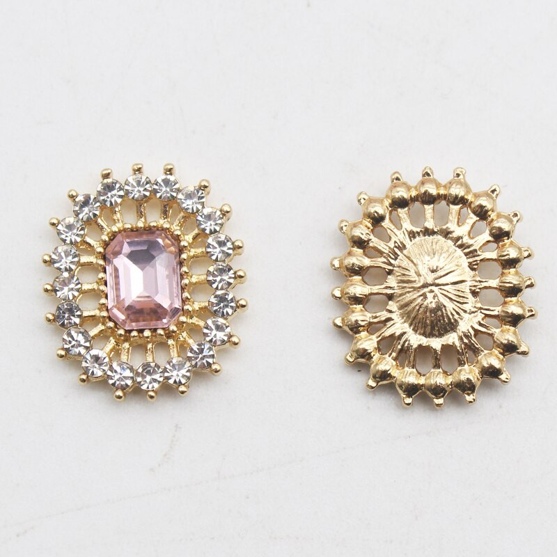 Nauji 10 vnt/partija 17 * 20 mm lydinio stačiakampio stiklo Kalnų krištolas plokščio dugno mygtukų dekoravimas „pasidaryk pats“ plaukų segtuko papuošalų papuošalų priedai