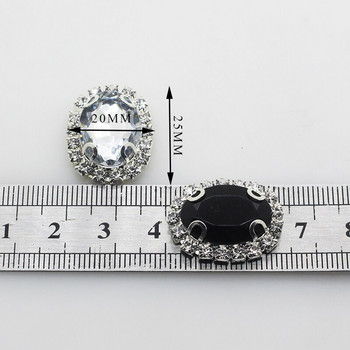 НОВИ 10 бр./компл. 20*25 мм овални акрилни копчета с кристали Плосък заден бутон за Scarpbooking Декоративни сватбени аксесоари за коса