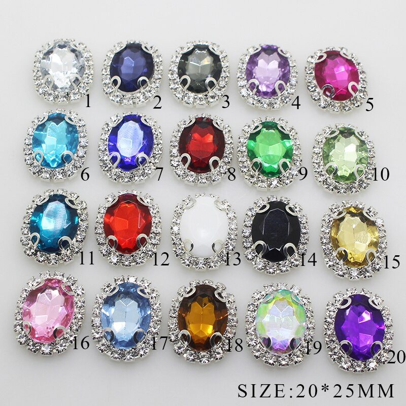NAUJIENA 10 vnt./rinkinys 20*25MM ovalios akrilo kalnų krištolinio akmens mygtukai užsegamos plokščios nugaros mygtukas, skirtas Scarpbooking Vestuviniams plaukų aksesuarams dekoratyvinis