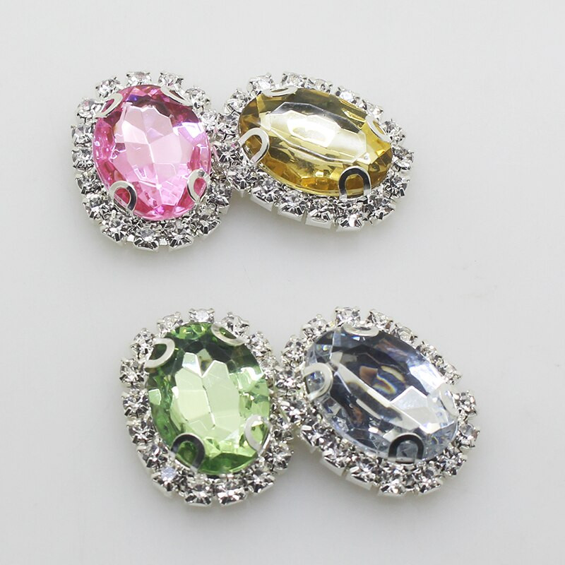 NAUJIENA 10 vnt./rinkinys 20*25MM ovalios akrilo kalnų krištolinio akmens mygtukai užsegamos plokščios nugaros mygtukas, skirtas Scarpbooking Vestuviniams plaukų aksesuarams dekoratyvinis