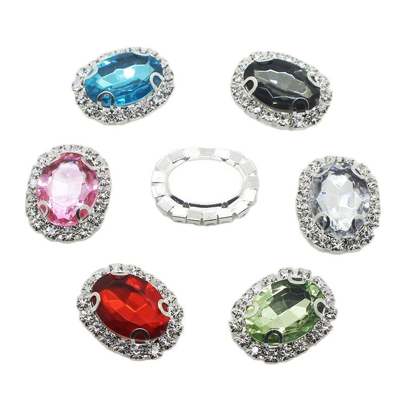 NAUJIENA 10 vnt./rinkinys 20*25MM ovalios akrilo kalnų krištolinio akmens mygtukai užsegamos plokščios nugaros mygtukas, skirtas Scarpbooking Vestuviniams plaukų aksesuarams dekoratyvinis