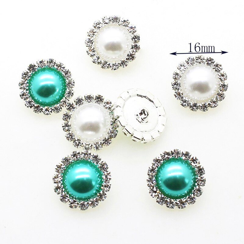 Buton cu stras perlat 10buc/lot16MM Cusut Decorativ Cămașă Material Cataramă Artizanat Cataramă Decorativă Argint