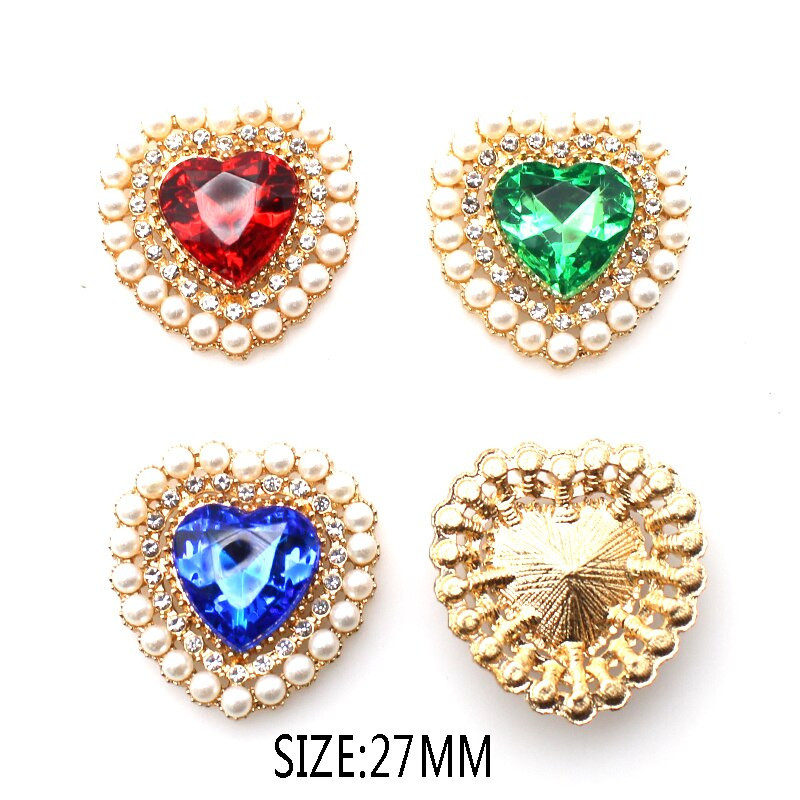 10 kom/serija 27 mm ukrasni gumbi od legure u obliku srca Gumbi DIY pozlaćeni ukrasi za odjeću Ukrasi za suknje Dodaci