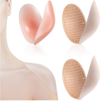 1 Pair Soft Silicone Shoulder Pads Adhesive Anti-slip Enhancer Reusable Shoulder Pads for DIY αξεσουάρ γυναικείων ενδυμάτων