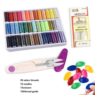 39 de culori 100% fire de poliester fir de cusut rulou mașină broderie manuală 150 de metri fiecare bobină durabil pentru kit de cusut acasă