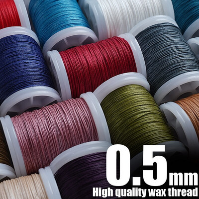 0.5mm High Quality Waxed Thread Round Polyester Cord Wax Coated String Solid for Braided Bracelets DIY Craft Leather Sewing 120M