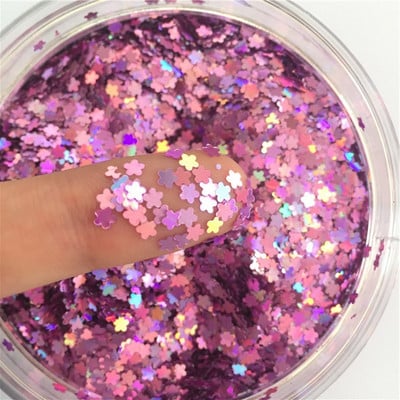 Plum Flower Sequin 3mm Nail Glitter Paillettes Laser Silver Sequins Eo-Friendly PET Nails art Υλικά μανικιούρ 8g