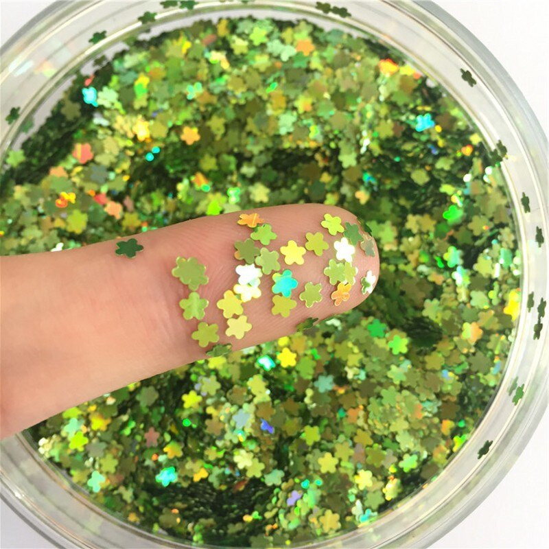 Paiete cu flori de prun 3mm Paillete cu sclipici pentru unghii Laser argintiu Paiete PET ecologice pentru arta unghiilor Materiale pentru manichiura 8g
