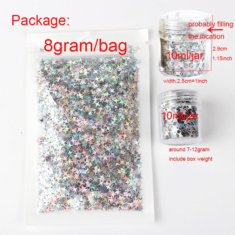 Paiete cu flori de prun 3mm Paillete cu sclipici pentru unghii Laser argintiu Paiete PET ecologice pentru arta unghiilor Materiale pentru manichiura 8g