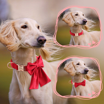Εξατομικευμένο κολάρο σκύλου Βελούδινο βαμβακερό Προσαρμοσμένο περιλαίμιο για σκύλους κατοικίδιων ζώων με παπιγιόν για μικρούς μεσαίους σκύλους Γάτες Αξεσουάρ για κατοικίδια