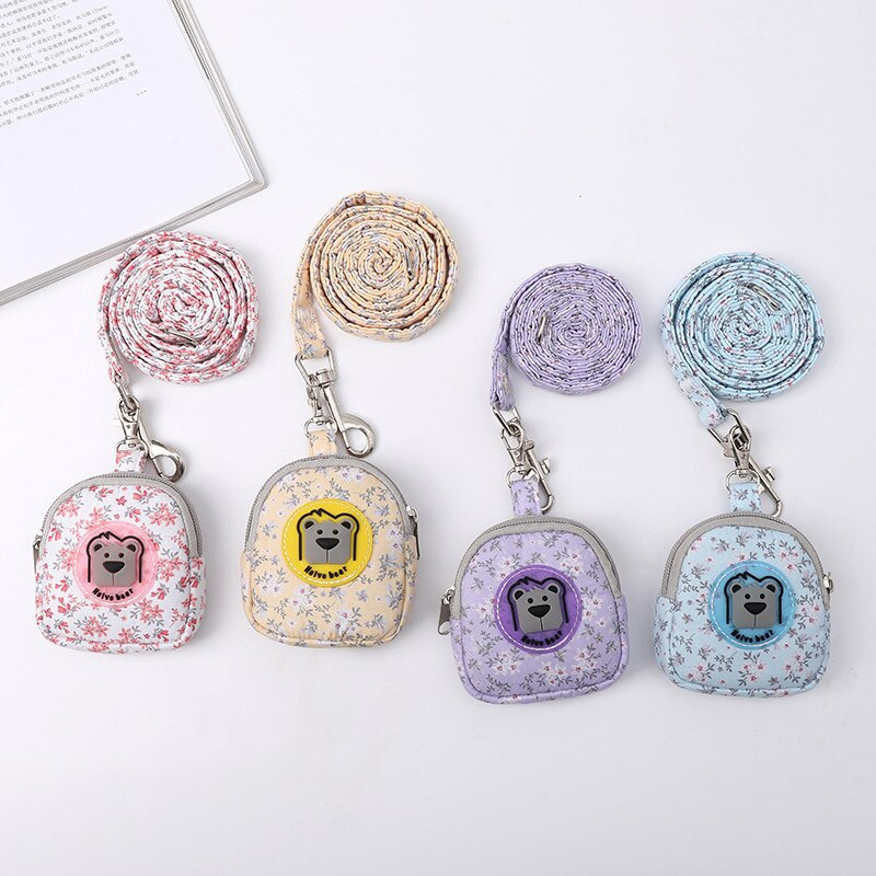 Naminių gyvūnėlių petnešėlių ir pavadėlių rinkinys, Gėlėti šunų kuprinės krūtinės diržai, reguliuojamo dydžio mažiems ir vidutiniams šunims ir katėms, šuniukų priedai