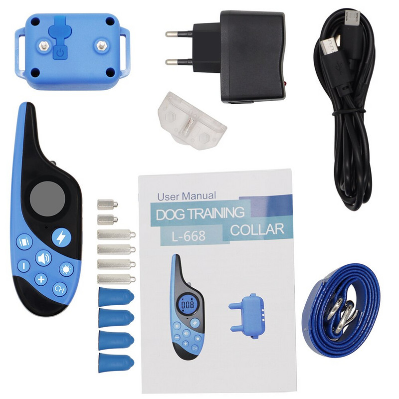 L-668 Guler de dresaj pentru câini 500M Pet Impermeabil Reîncărcabil Soc Vibrație Sunet Telecomandă Anti-latrat pentru toate mărimile câini