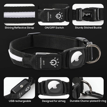 За Apple Airtag GPS Finder Waterproof Led Dog Collar Light USB Chargeable Swimping At Night For Apple Air Tag Tracker Case