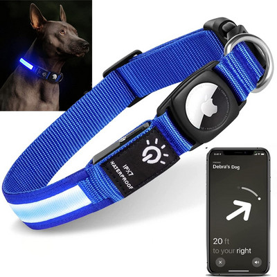 За Apple Airtag GPS Finder Waterproof Led Dog Collar Light USB Chargeable Swimping At Night For Apple Air Tag Tracker Case