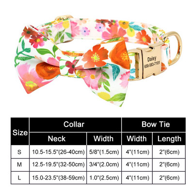 Isikupärastatud nailonist Bowknot koera kaelarihm kohandatud trükitud Chihuahua prantsuse bullodog kaelarihmad reguleeritav nimesilt väikestele keskmistele koertele