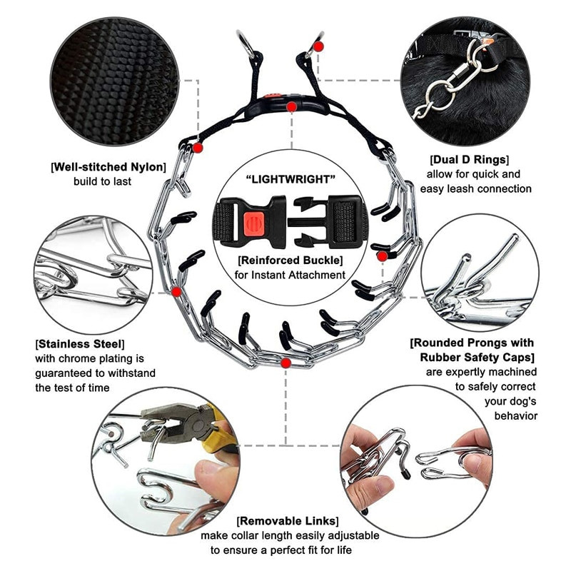 „Benepaw Prong Dog Dog Training“ antkaklio patogumo patarimai Greitai atsegamas užsegamas naminių gyvūnėlių antkaklis, skirtas mažiems vidutiniams dideliems šunims