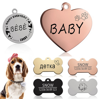 Etichetă de identificare personalizată pentru câine, pisică, gravată, personalizat, guler pentru animale de companie, farmec cu nume, pandantiv, breloc de os, colier, accesoriu pentru cățeluș, dropshipping