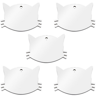 20gab Pet Cat Dog ID Tag Kaklasiksnas ķēde kaķiem Gravējums Tālruņa numurs Nosaukums Māksliniecisks fonts Divpusējs spoguļa efekts Mājdzīvnieku pastaiga