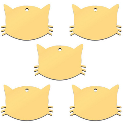 20gab Pet Cat Dog ID Tag Kaklasiksnas ķēde kaķiem Gravējums Tālruņa numurs Nosaukums Māksliniecisks fonts Divpusējs spoguļa efekts Mājdzīvnieku pastaiga