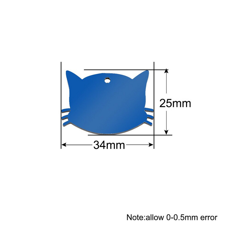 20gab Pet Cat Dog ID Tag Kaklasiksnas ķēde kaķiem Gravējums Tālruņa numurs Nosaukums Māksliniecisks fonts Divpusējs spoguļa efekts Mājdzīvnieku pastaiga