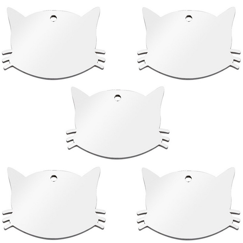 20gab Pet Cat Dog ID Tag Kaklasiksnas ķēde kaķiem Gravējums Tālruņa numurs Nosaukums Māksliniecisks fonts Divpusējs spoguļa efekts Mājdzīvnieku pastaiga