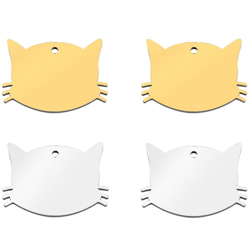 20gab Pet Cat Dog ID Tag Kaklasiksnas ķēde kaķiem Gravējums Tālruņa numurs Nosaukums Māksliniecisks fonts Divpusējs spoguļa efekts Mājdzīvnieku pastaiga