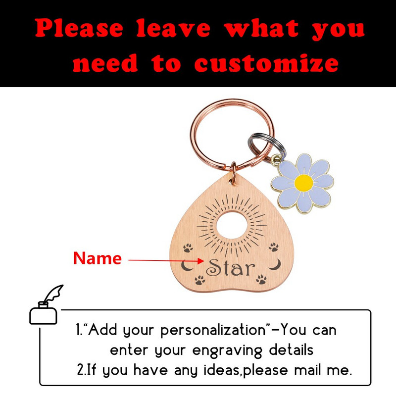 Etichete de identificare personalizate pentru animale de companie Plăcuță de identificare Etichete cu nume gravate gratuite Personalizare pandantiv anti-pierdere Placă Ouija din metal pentru guler de pisică pentru câine
