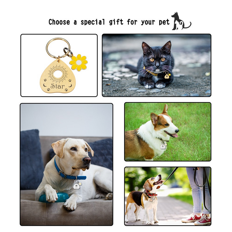Etichete de identificare personalizate pentru animale de companie Plăcuță de identificare Etichete cu nume gravate gratuite Personalizare pandantiv anti-pierdere Placă Ouija din metal pentru guler de pisică pentru câine