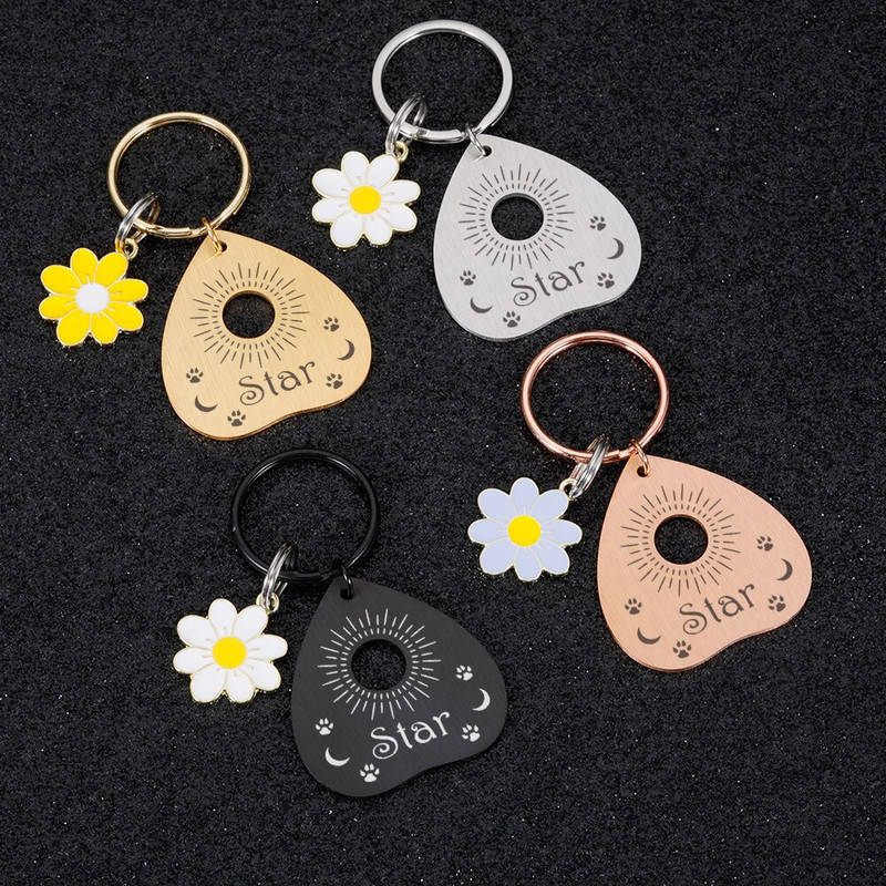 Etichete de identificare personalizate pentru animale de companie Plăcuță de identificare Etichete cu nume gravate gratuite Personalizare pandantiv anti-pierdere Placă Ouija din metal pentru guler de pisică pentru câine