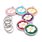 Vânzare cu ridicata 100 buc etichetă de identificare pentru câine gravată guler pentru câine etichetă pentru animale de companie farmec cu numele animalului de companie pandantiv colier cu flori guler pentru cățeluș accesoriu pentru guler