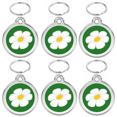 Vânzare cu ridicata 100 buc etichetă de identificare pentru câine gravată guler pentru câine etichetă pentru animale de companie farmec cu numele animalului de companie pandantiv colier cu flori guler pentru cățeluș accesoriu pentru guler