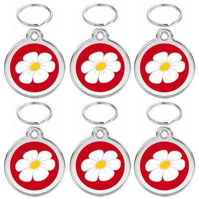 Vânzare cu ridicata 100 buc etichetă de identificare pentru câine gravată guler pentru câine etichetă pentru animale de companie farmec cu numele animalului de companie pandantiv colier cu flori guler pentru cățeluș accesoriu pentru guler