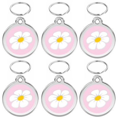 Vânzare cu ridicata 100 buc etichetă de identificare pentru câine gravată guler pentru câine etichetă pentru animale de companie farmec cu numele animalului de companie pandantiv colier cu flori guler pentru cățeluș accesoriu pentru guler