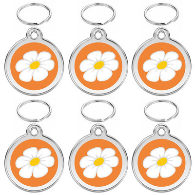 Vânzare cu ridicata 100 buc etichetă de identificare pentru câine gravată guler pentru câine etichetă pentru animale de companie farmec cu numele animalului de companie pandantiv colier cu flori guler pentru cățeluș accesoriu pentru guler