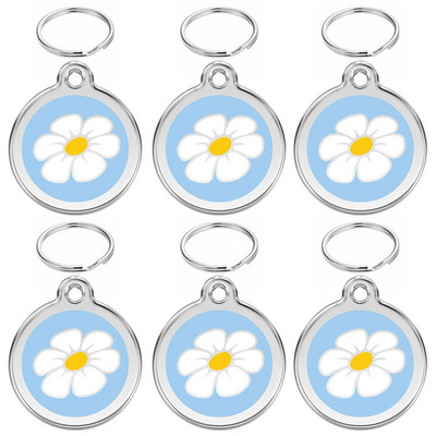 Vânzare cu ridicata 100 buc etichetă de identificare pentru câine gravată guler pentru câine etichetă pentru animale de companie farmec cu numele animalului de companie pandantiv colier cu flori guler pentru cățeluș accesoriu pentru guler