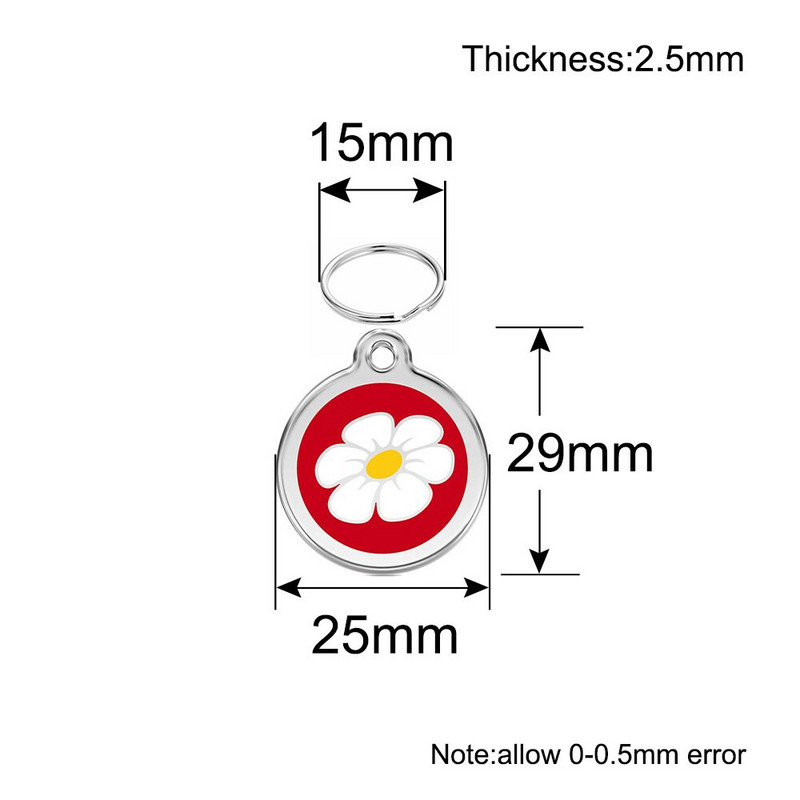 Vânzare cu ridicata 100 buc etichetă de identificare pentru câine gravată guler pentru câine etichetă pentru animale de companie farmec cu numele animalului de companie pandantiv colier cu flori guler pentru cățeluș accesoriu pentru guler