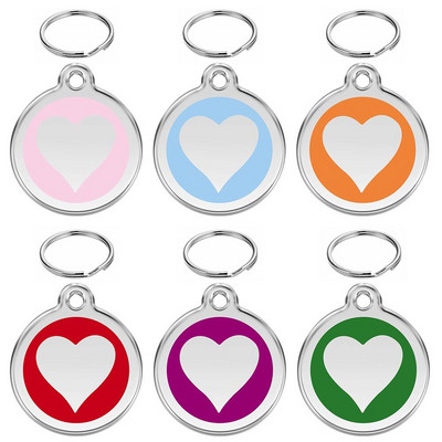 Veleprodaja 100 kom. Oznaka za kućne ljubimce u obliku srca Personalizirana gravirana ID oznaka za psa Prilagođena oznaka za pločicu s imenom psa za dodatke za ogrlice za kućne ljubimce