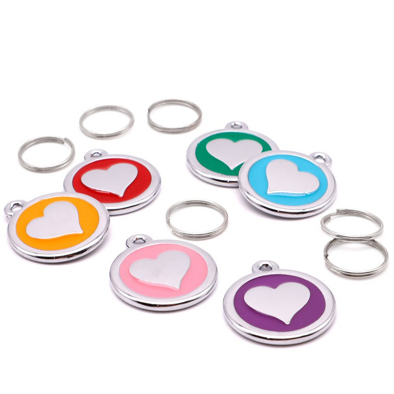 Veleprodaja 100 kom. Oznaka za kućne ljubimce u obliku srca Personalizirana gravirana ID oznaka za psa Prilagođena oznaka za pločicu s imenom psa za dodatke za ogrlice za kućne ljubimce