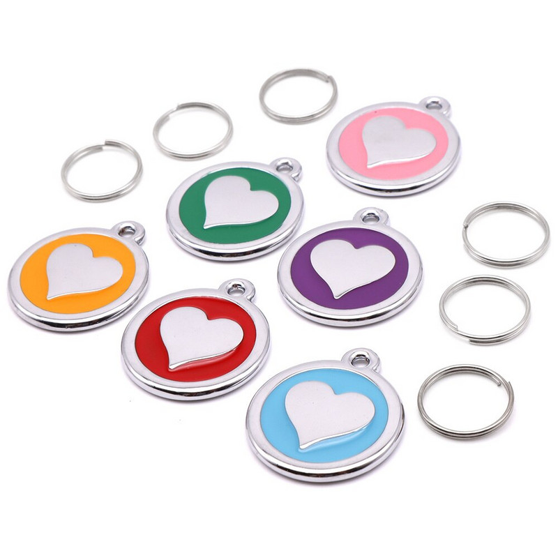 Veleprodaja 100 kom. Oznaka za kućne ljubimce u obliku srca Personalizirana gravirana ID oznaka za psa Prilagođena oznaka za pločicu s imenom psa za dodatke za ogrlice za kućne ljubimce