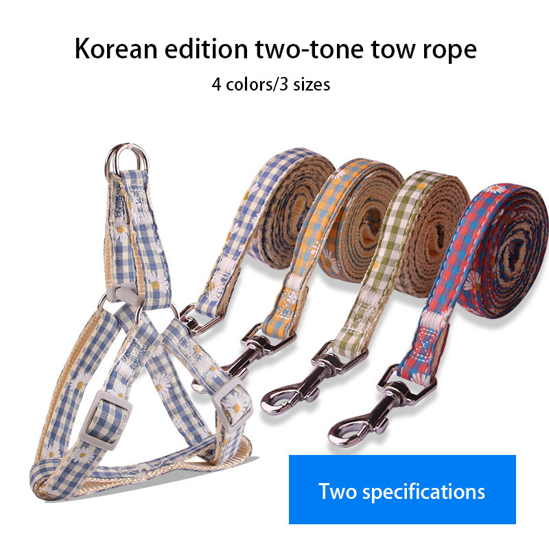 Harnaș pentru câini în carouri de modă Lesă reglabilă din nailon pentru piept pentru animale de companie Coarda de tracțiune pentru spate