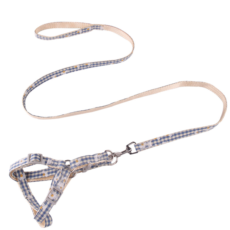 Harnaș pentru câini în carouri de modă Lesă reglabilă din nailon pentru piept pentru animale de companie Coarda de tracțiune pentru spate