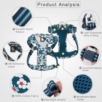 Truelove Μπροστινό νάιλον λουρί για σκύλους Χωρίς έλξη Ρυθμιζόμενο λουρί ασφαλείας Reflective for Dog Small Medium Comfortable Training Training