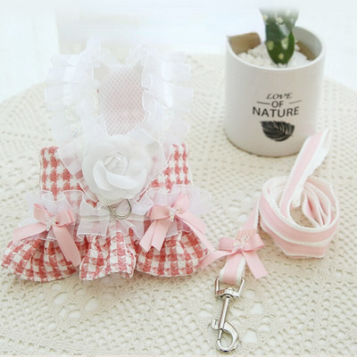 Remen za prsa za kućne ljubimce Srednji mali pas Oprtač slatka Princess Dress set povodaca za mačke Podesivi sigurnosni pojasevi Slatka ogrlica Chihuahua Pudlica