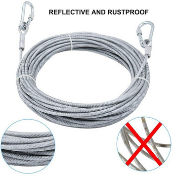 Benepaw Steel Wire Tie Out Cable Dog Leash Heavy Duty Reflective Trolley Training Lead για μεγαλόσωμους σκύλους έως 125kg Pet Runner