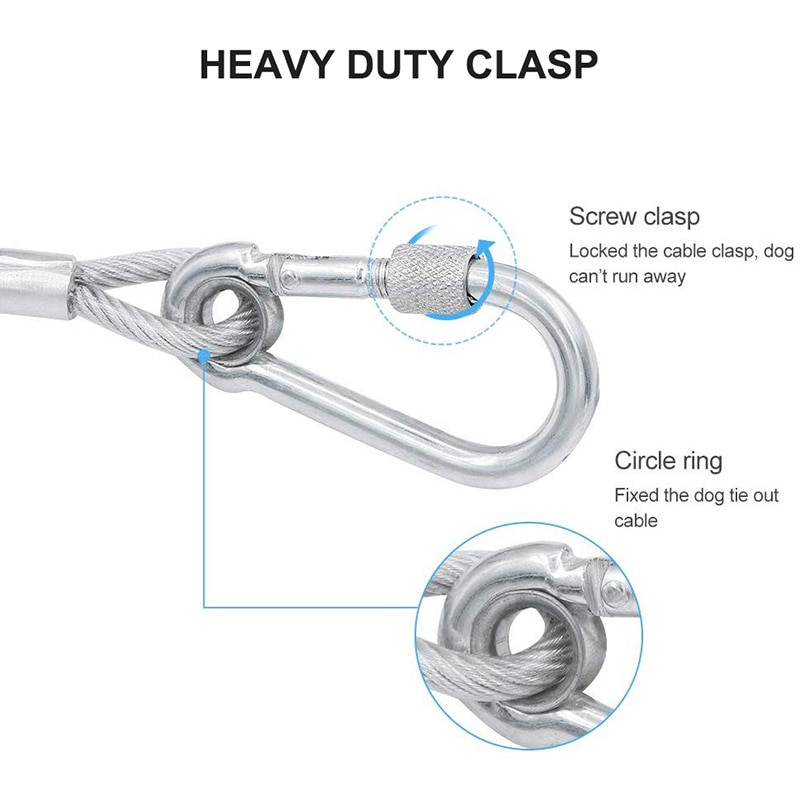 Benepaw Steel Wire Tie Out Cable Dog Leash Heavy Duty Reflective Trolley Training Lead за големи кучета до 125 кг Pet Runner