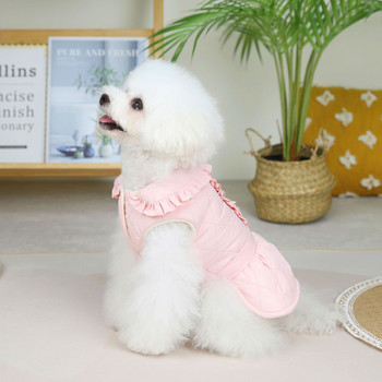Βαμβακερά ρούχα για κατοικίδια Φόρεμα φθινοπωρινής χειμωνιάτικης πριγκίπισσας Μικρή φούστα σκύλου με χοντρή φούστα Ζεστό παλτό Κουτάβι λουρί μόδας πλέγμα κρύο απόδειξη Τσιουάουα