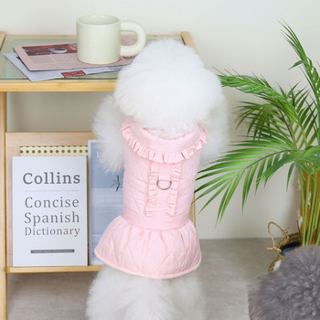 Βαμβακερά ρούχα για κατοικίδια Φόρεμα φθινοπωρινής χειμωνιάτικης πριγκίπισσας Μικρή φούστα σκύλου με χοντρή φούστα Ζεστό παλτό Κουτάβι λουρί μόδας πλέγμα κρύο απόδειξη Τσιουάουα