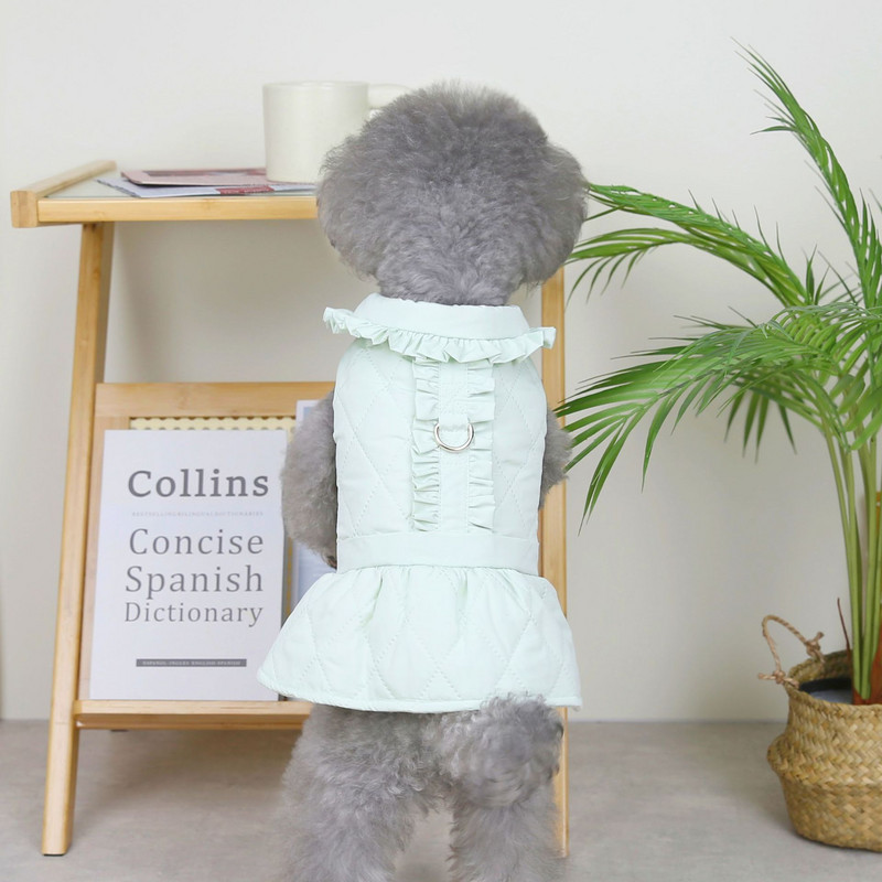 Haine din bumbac pentru animale de companie, toamnă iarnă, rochie de prințesă, câine mic, fustă groasă, haină caldă, ham pentru cățeluș, grilă de modă, rezistență la rece Chihuahua