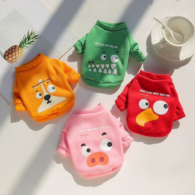 Žiemos animacinių filmų modelio naminiai marškinėliai šilti šunų megztiniai Prancūzų buldogų drabužiai mažiems vidutiniams šunims Čihuahua šuniuko drabužiai