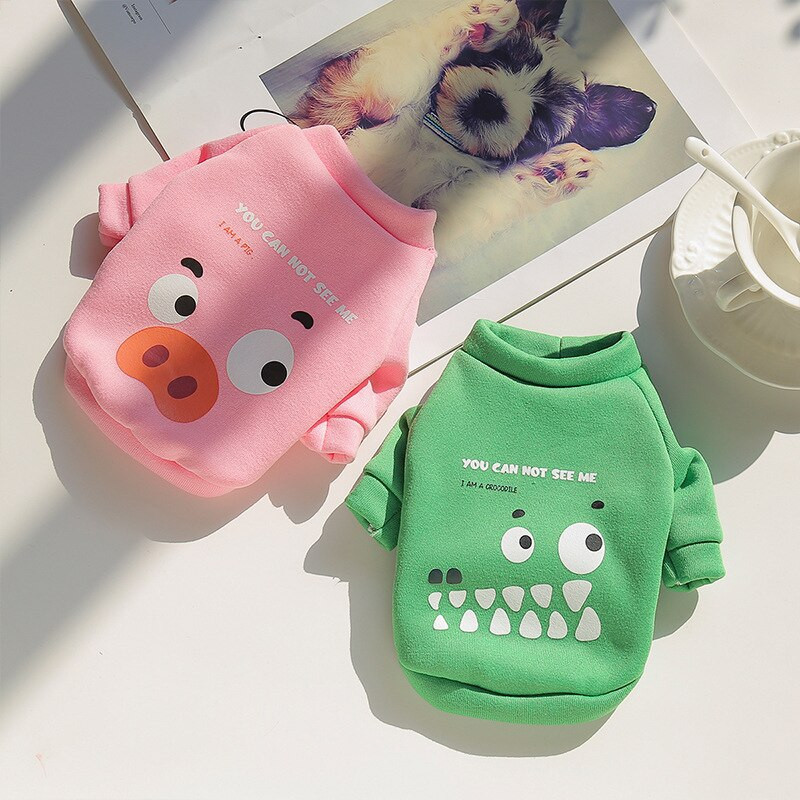 Žiemos animacinių filmų modelio naminiai marškinėliai šilti šunų megztiniai Prancūzų buldogų drabužiai mažiems vidutiniams šunims Čihuahua šuniuko drabužiai